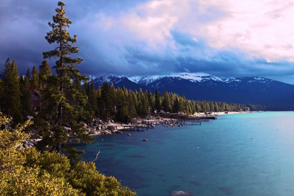 The waterfront of Lake Tahoe, California.