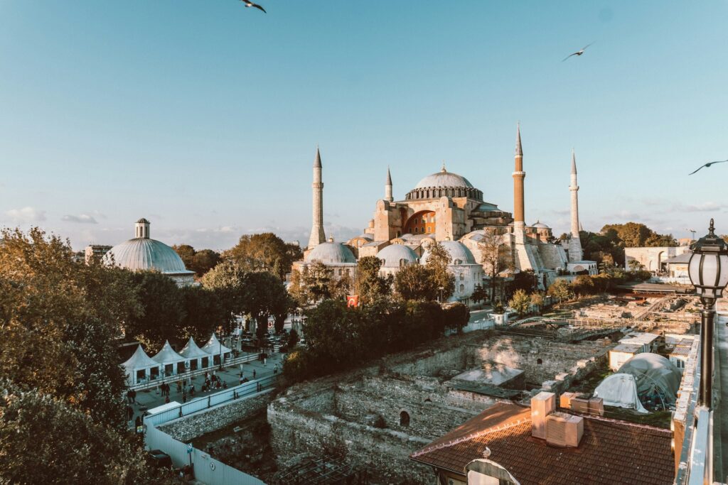 Hagia Sophia, peaking over the buildings of Istanbul