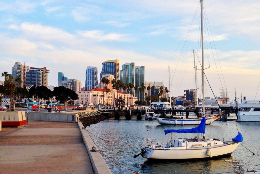 A photograph of the skyline over the San Diego Marina