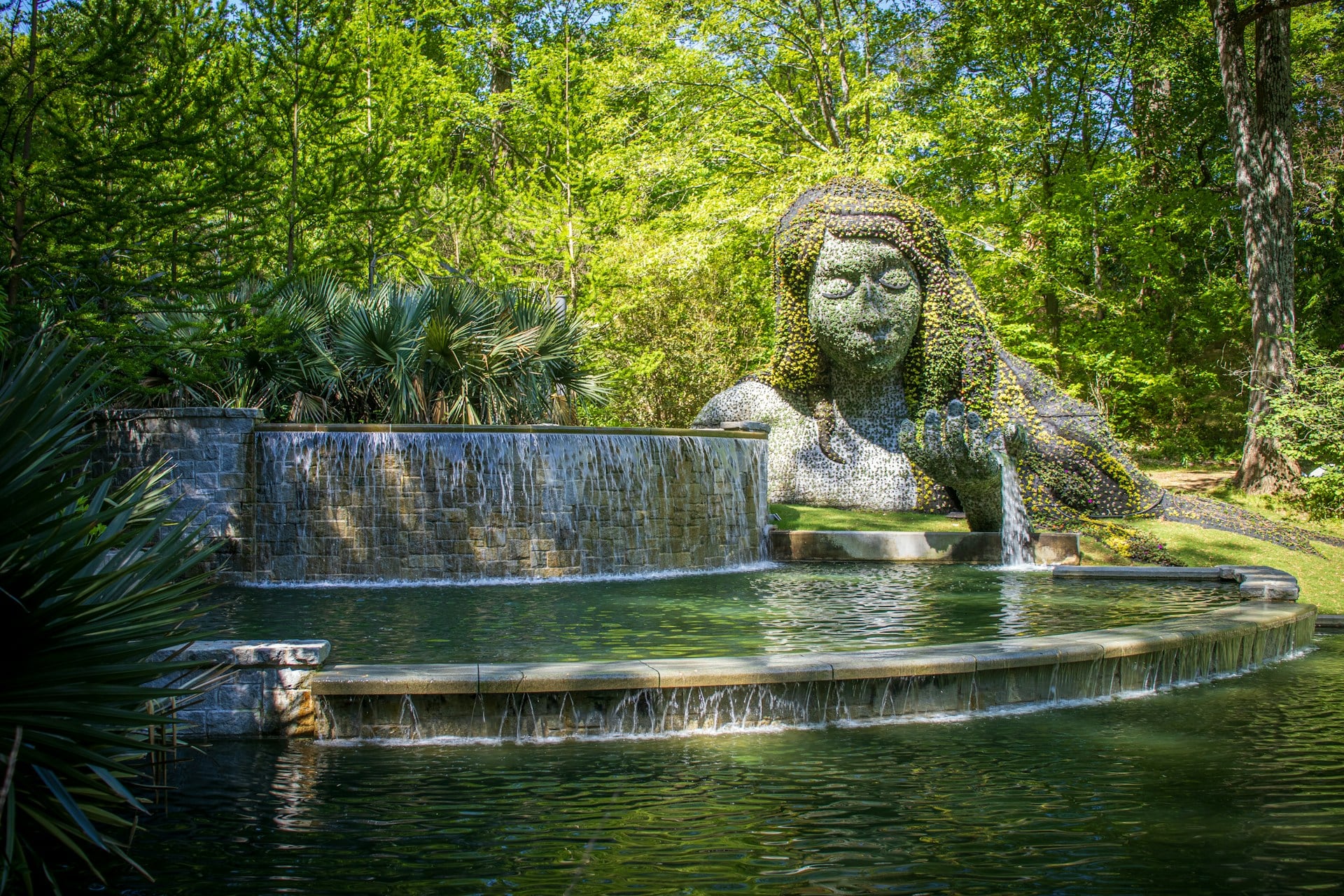 Water fountain with statue - Atlanta Botanical Garden, GA